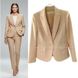 Nine West Blazer Women's Size 4 Tan One Button Suit Separates  Career Jacket
